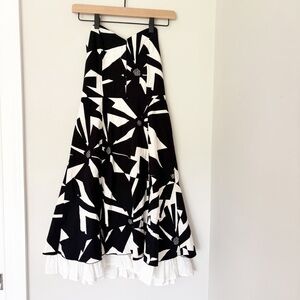 Rinasciemento Abito Intero Black and White Geometric strapless dress sz. XS